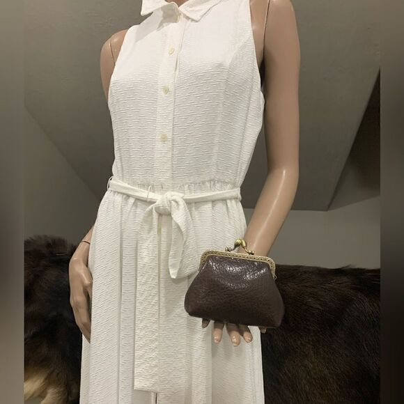 Vintage Handsewn Genuine Embossed Leather Kisslock Clutch/Wallet/Wristlet - Picture 3 of 13